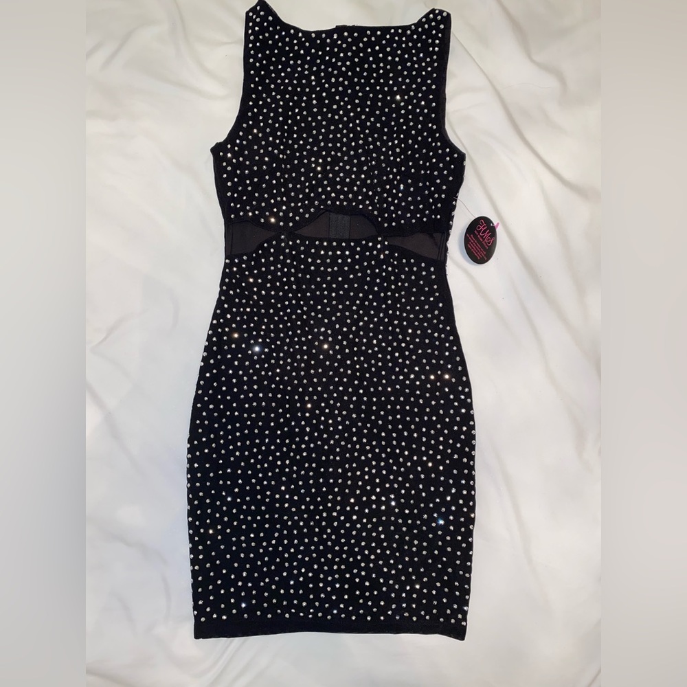 Hot Miami Styles Rhinestone Diamente Cut Out Dress NWT